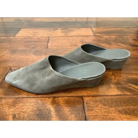 Vince Gray Suede Square Toe Wedge Low Heels, Size 8 US | 38 EUR - Picture 5 of 8